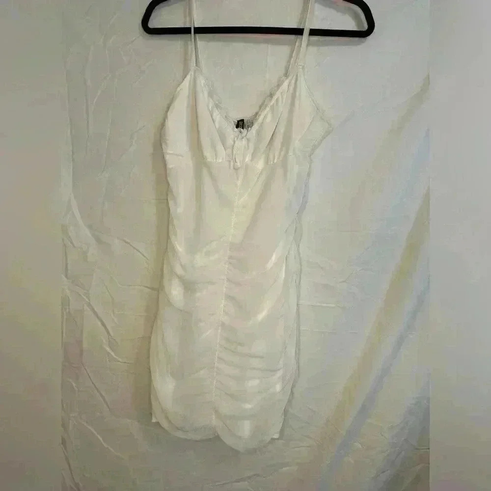 Divided ruched mini White dress